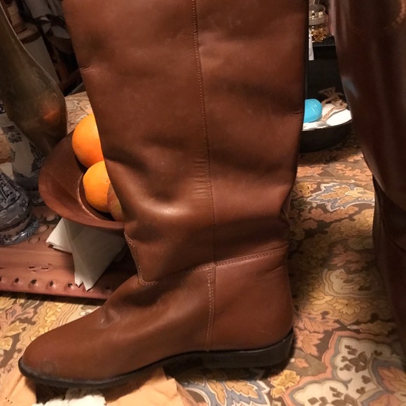 Brown Leather Knee-High NWOT Pull On Rider Classic Boot - Picture 2 of 12